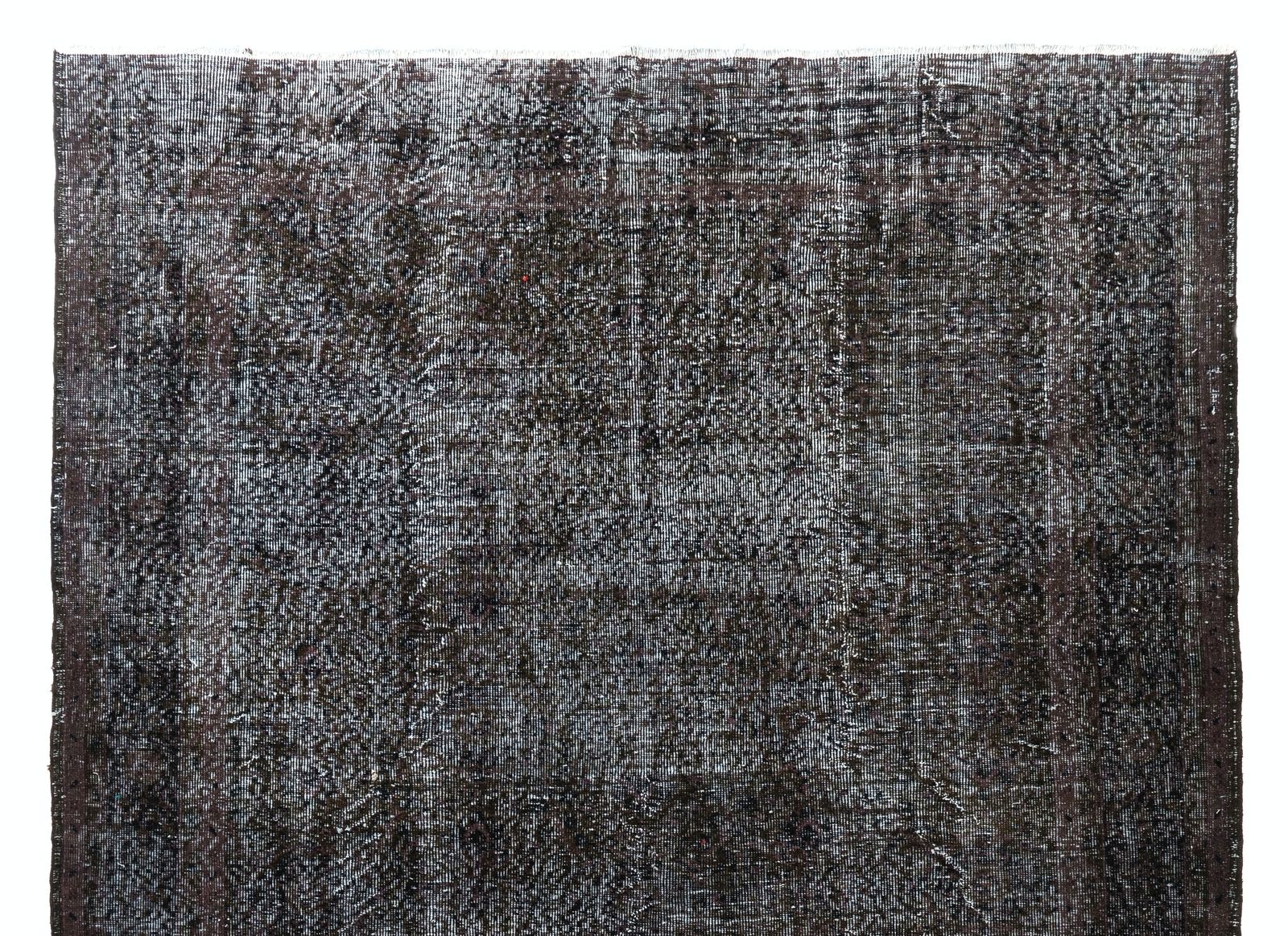 7x10.5 Ft Abstract Vintage Rug Overdyed In Gray, Handknotted In Turkey photo Textiles