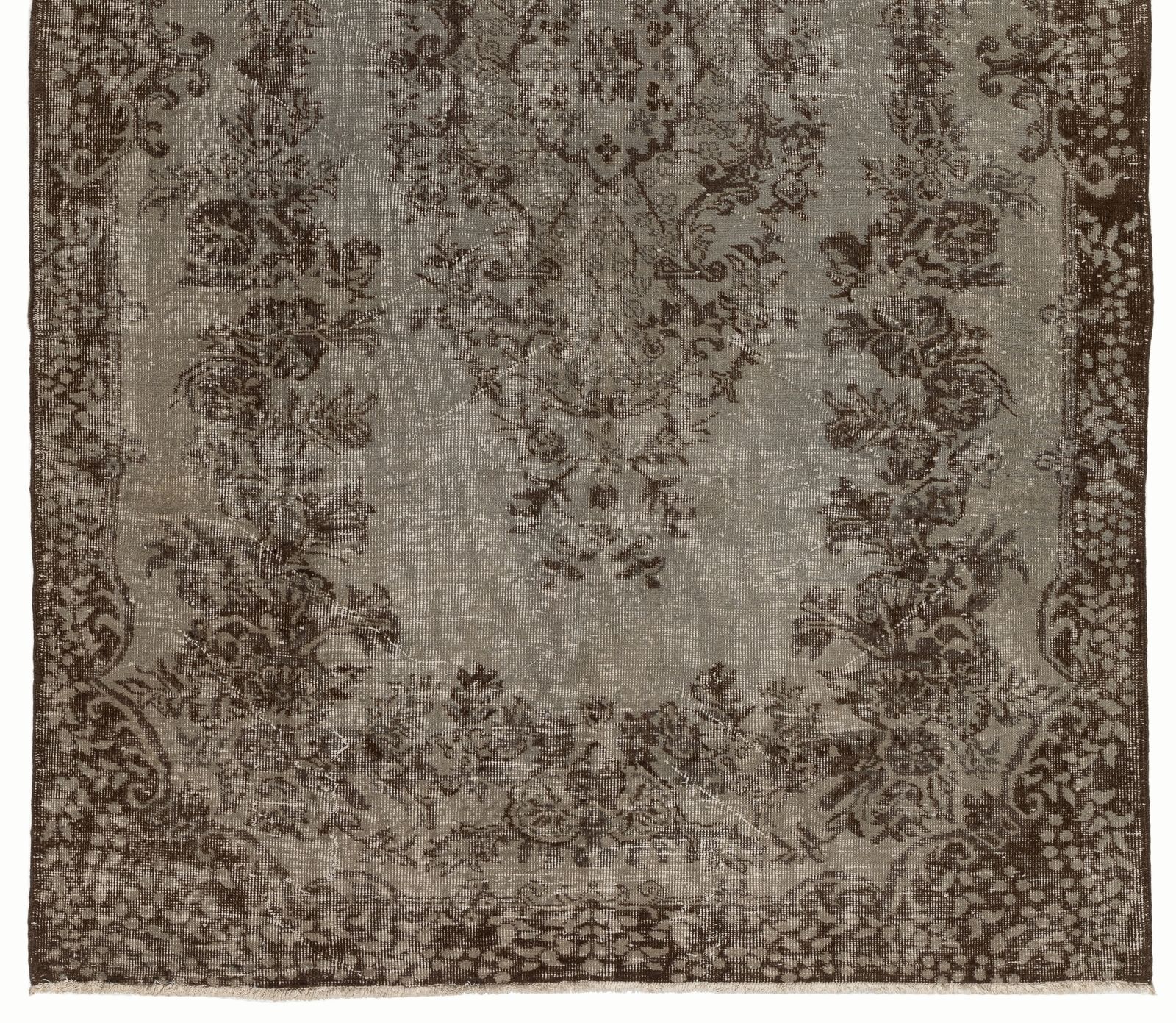 5.6x9.5 Ft Mid Century Area Rug Overdyed In Gray, Handmade In Turkey photo for sale