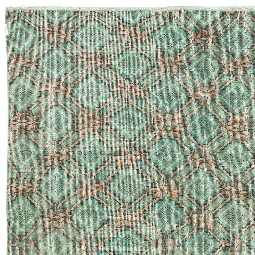 3.8x6.6 Ft Green Accent Rug For Contemporary Interiors, Hand Knotted In Turkey photo Textiles