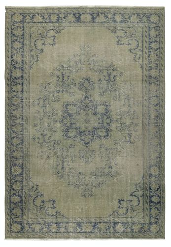 7x10 Ft Decorative Hand Knotted Turkish Wool Area Rug In Green Color