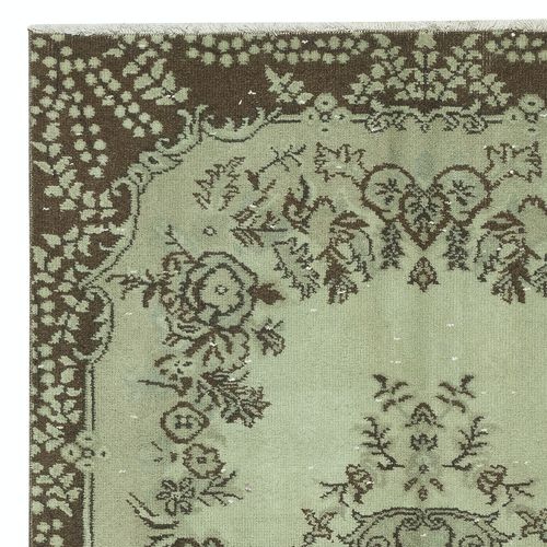 3.8x6.8 Ft Modern Handmade Turkish Rug In Green. Medallion Design Accent Rug photo Textiles