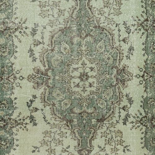 3.6x6.8 Ft Contemporary Handmade Turkish Accent Rug In Light Green Color photo 208.0