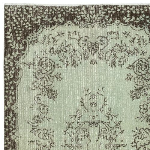 3.7x7.3 Ft Handmade Low Pile Accent Rug. Light Green Color Turkish Rug photo Textiles