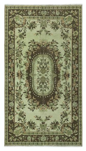 4x7 Ft Hand Knotted Baroque Style Turkish Wool Area Rug In Green
