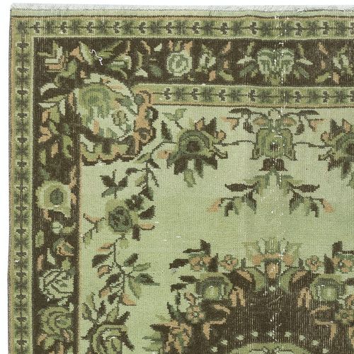 4x7 Ft Hand Knotted Baroque Style Turkish Wool Area Rug In Green photo Textiles