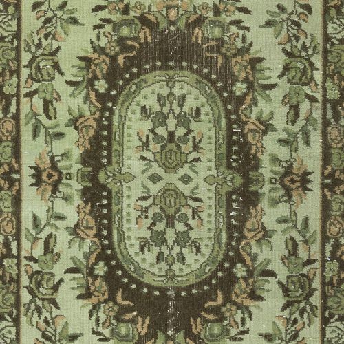 4x7 Ft Hand Knotted Baroque Style Turkish Wool Area Rug In Green photo 274.0
