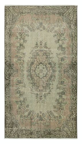 3.8x7 Ft Green Color Modern Accent Rug With Medallion Design, Handmade In Turkey