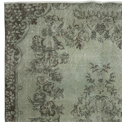 5.4x8.7 Ft Contemporary Handmade Turkish Wool Area Rug In Green Color photo Textiles
