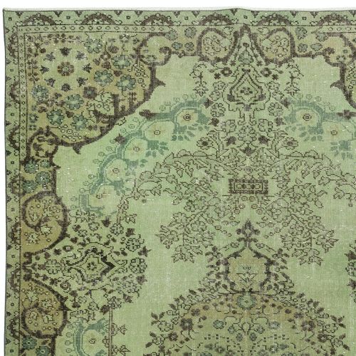 6x10 Ft Handmade Turkish Wool Area Rug In Green, Modern Living Room Rug photo Textiles