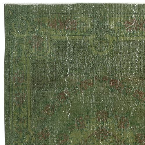 5.3x8.7 Ft Room Size Hand Knotted Turkish Wool Area Rug Over Dyed In Green photo Textiles