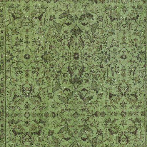 5.2x9.3 Ft Modern Hand Knotted Turkish Floral Patterned Rug In Green Color photo 411.0