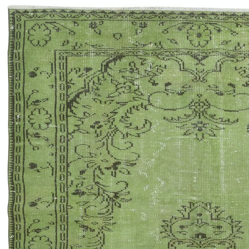 5.8x10 Ft Green Color Over Dyed Rug. Modern Handmade Turkish Area Rug photo Textiles