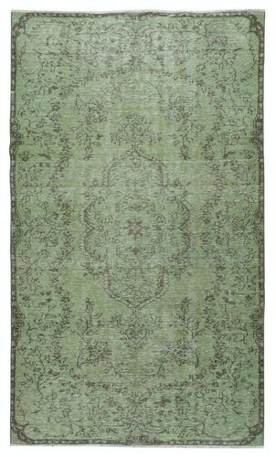 5x8.6 Ft Green Handmade Area Rug From Turkey. Woolen Floor Covering