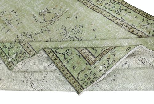 5.3x8.3 Ft Green Handmade Turkish Wool Area Rug For Modern Interiors photo for sale