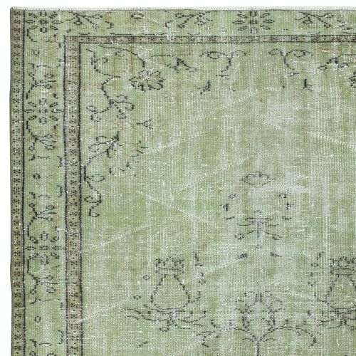5.3x8.3 Ft Green Handmade Turkish Wool Area Rug For Modern Interiors photo Textiles