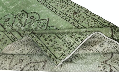 5x8.7 Ft Authentic Handmade Green Color Turkish Area Rug For Modern Interiors photo for sale