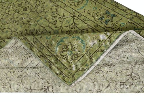 5.2x8.6 Ft Modern Style Floral Patterned Area Rug In Green, Handmade In Turkey photo for sale
