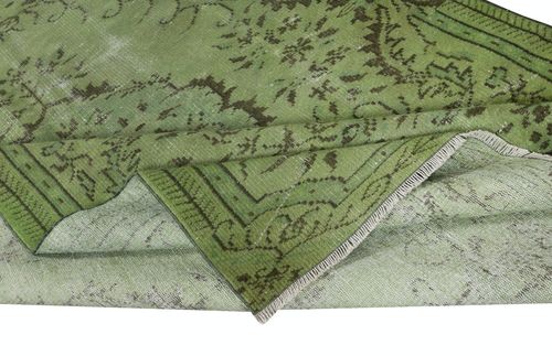 5.8x9.3 Ft Modern Wool Area Rug. Handmade In Turkey. Green Color Living Room Rug photo for sale