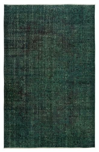 5.4x8.5 Ft Modern Hand Knotted Area Rug. Dark Green Color Turkish Floor Covering