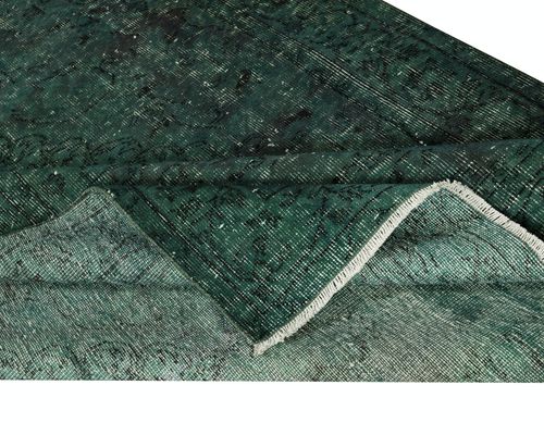 5.4x8.5 Ft Modern Hand Knotted Area Rug. Dark Green Color Turkish Floor Covering photo for sale