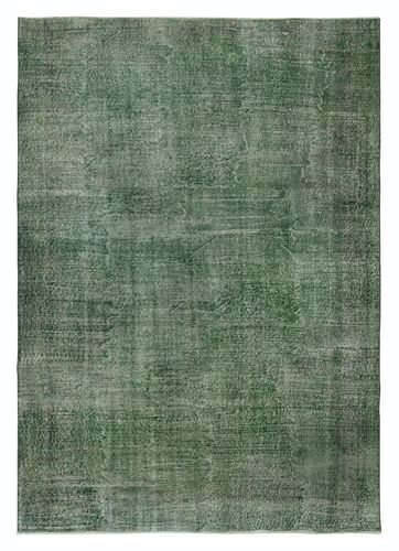 6.7x9.7 Ft Contemporary Handmade Low Pile Turkish Wool Area Rug In Green Color