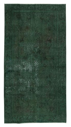 3.5x6.8 Ft Modern Handmade Turkish Accent Rug In Dark Green. Floor Covering
