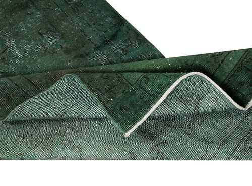 3.5x6.8 Ft Modern Handmade Turkish Accent Rug In Dark Green. Floor Covering photo for sale