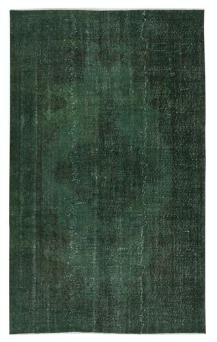 5.6x9 Ft Modern Area Rug In Dark Green, Hand Woven And Hand Knotted In Turkey