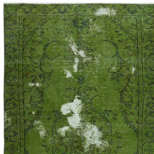 4.7x8.6 Ft Contemporary Handknotted Area Rug. Green Color Turkish Floor Covering photo Textiles