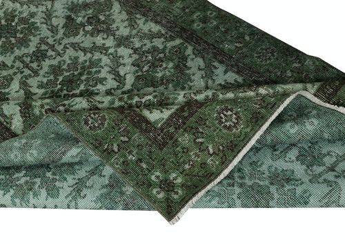 5.2x9.3 Ft Contemporary Handmade Floral Pattern Turkish Area Rug In Green Color photo for sale