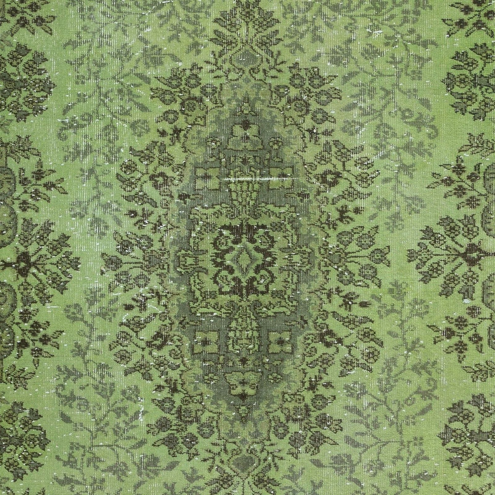 5.3x9 Ft Hand Made Turkish Area Rug In Light Green, Contemporary Upcycled Carpet photo 482.0
