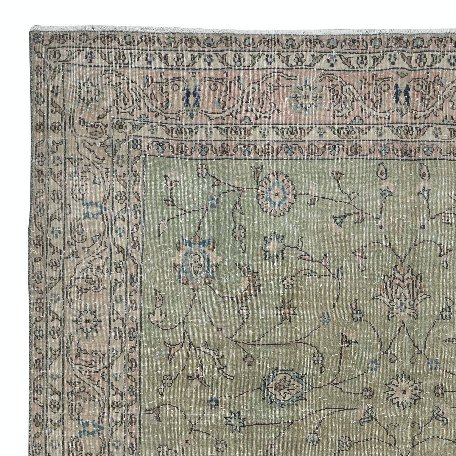 7.3x11.2 Ft Moss Green Handmade Turkish Area Rug For Modern Home & Office Decor photo Textiles