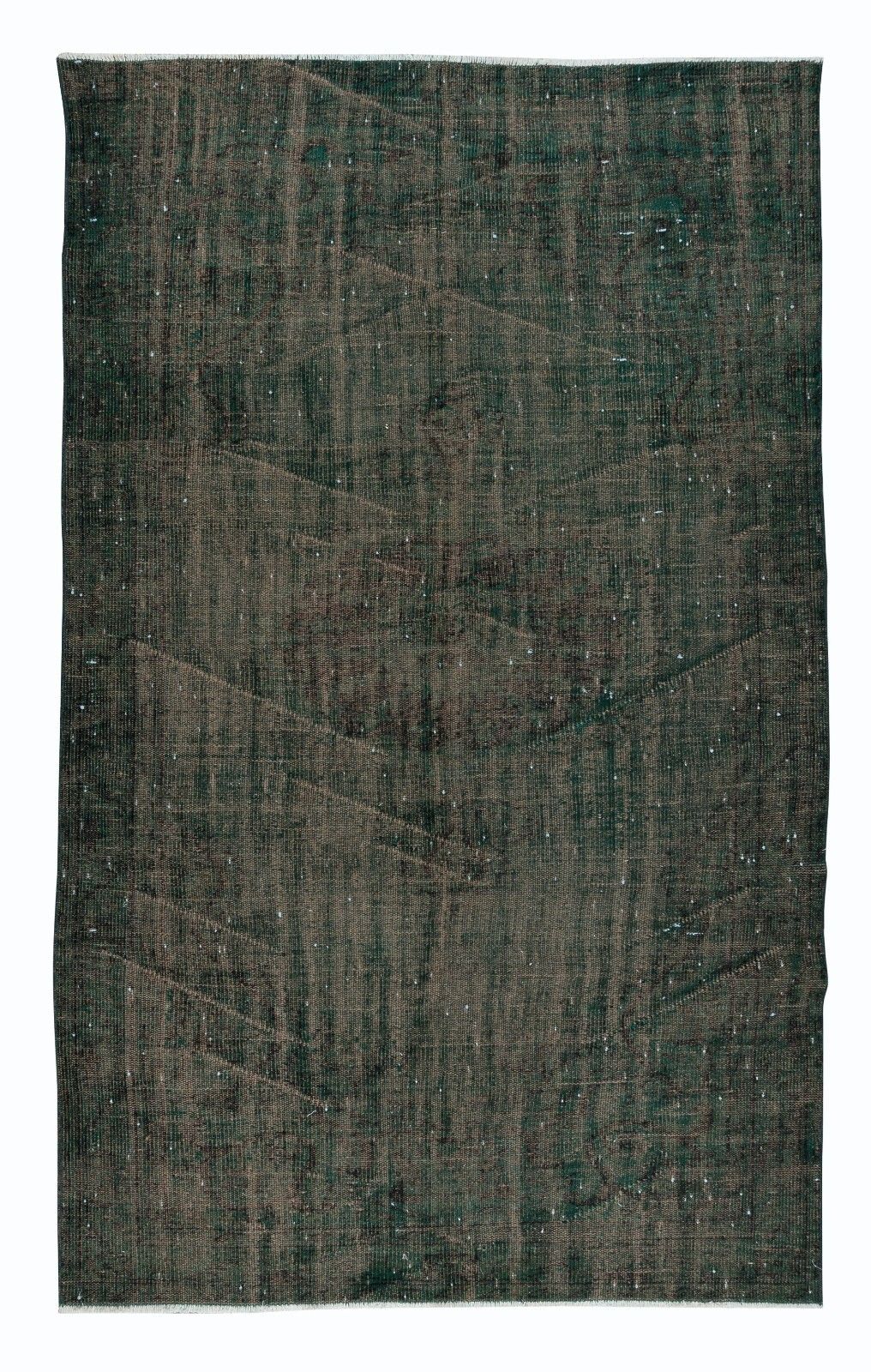 5.3x8.5 Ft Distressed Dark Green Rug, Handmade Turkish Shabby Chic Carpet