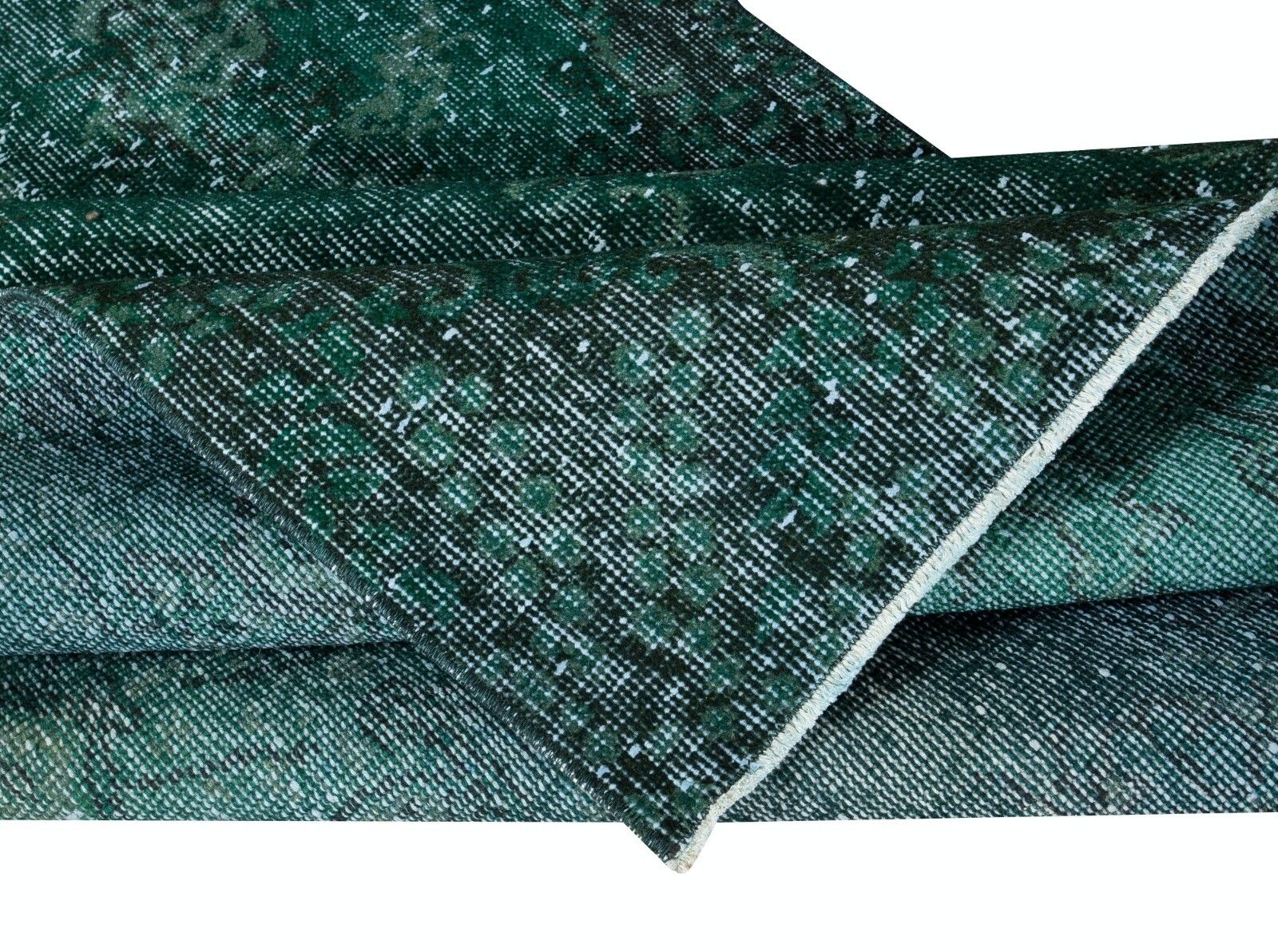 3.8x7 Ft Vintage Green Accent Rug, Handwoven And Handknotted In Turkey photo for sale