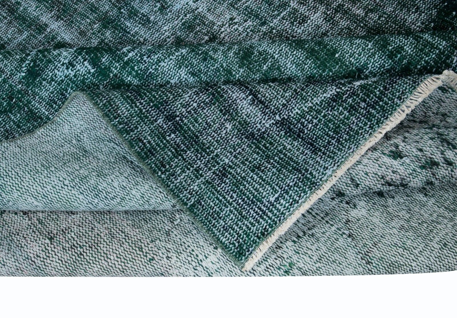 5.2x8.6 Ft Modern Handmade Turkish Green Area Rug With Shabby Chic Style photo for sale