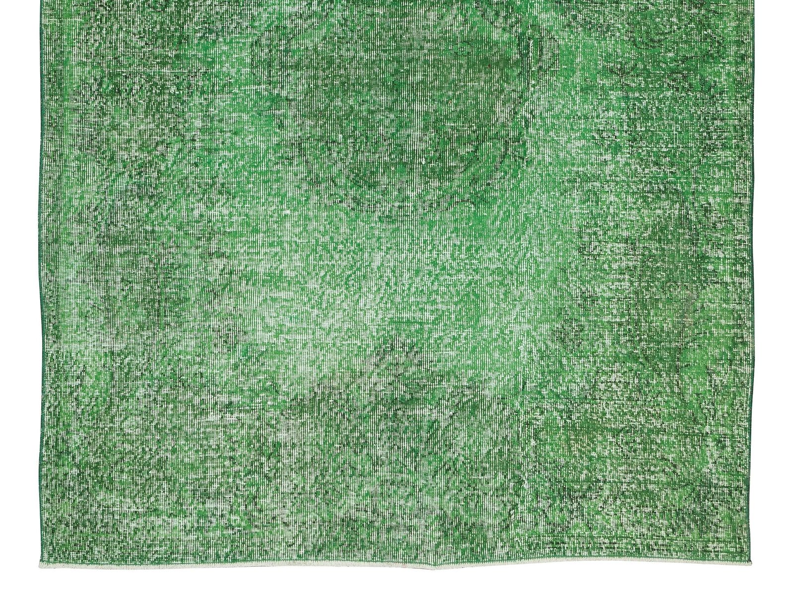5.6x8.7 Ft Handmade Vintage Turkish Rug Over Dyed In Green 4 Modern Interiors photo 410.0