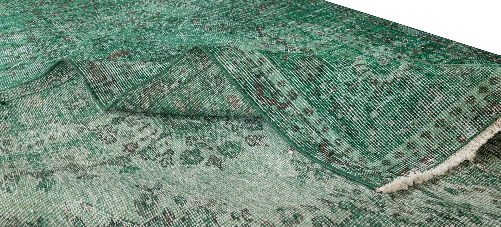 5.5x8.9 Ft Handmade 1960s Turkish Rug Re Dyed In Green, Great 4 Modern Interiors photo for sale