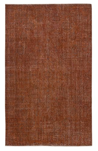 5.5x8.7 Ft Handmade Turkish Wool Area Rug Re Dyed In Orange For Modern Interiors