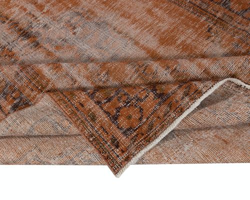 5.3x8.2 Ft Distressed Orange Color Handmade Turkish Arearug For Office Decor photo for sale