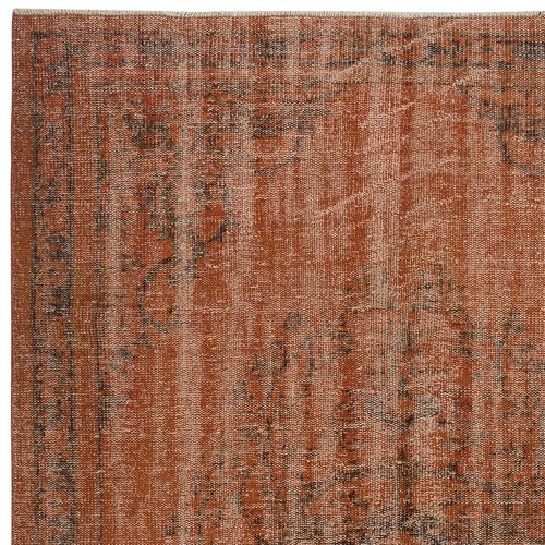 5.4x8.6 Ft Modern Handmade Shabby Chic Turkish Wool Area Rug In Orange Color photo Textiles