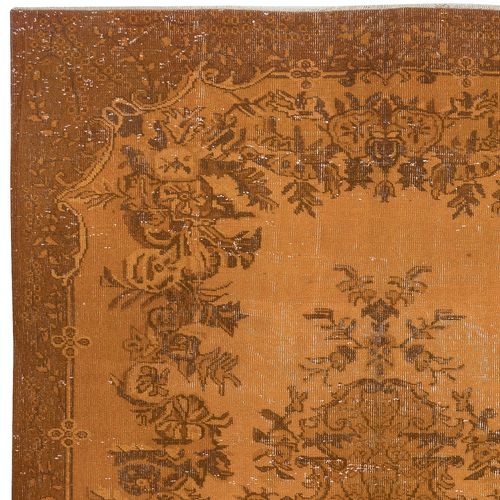 6x9 Ft Orange Handmade Area Rug From Turkey. Decorative Medallion Design Rug photo Textiles