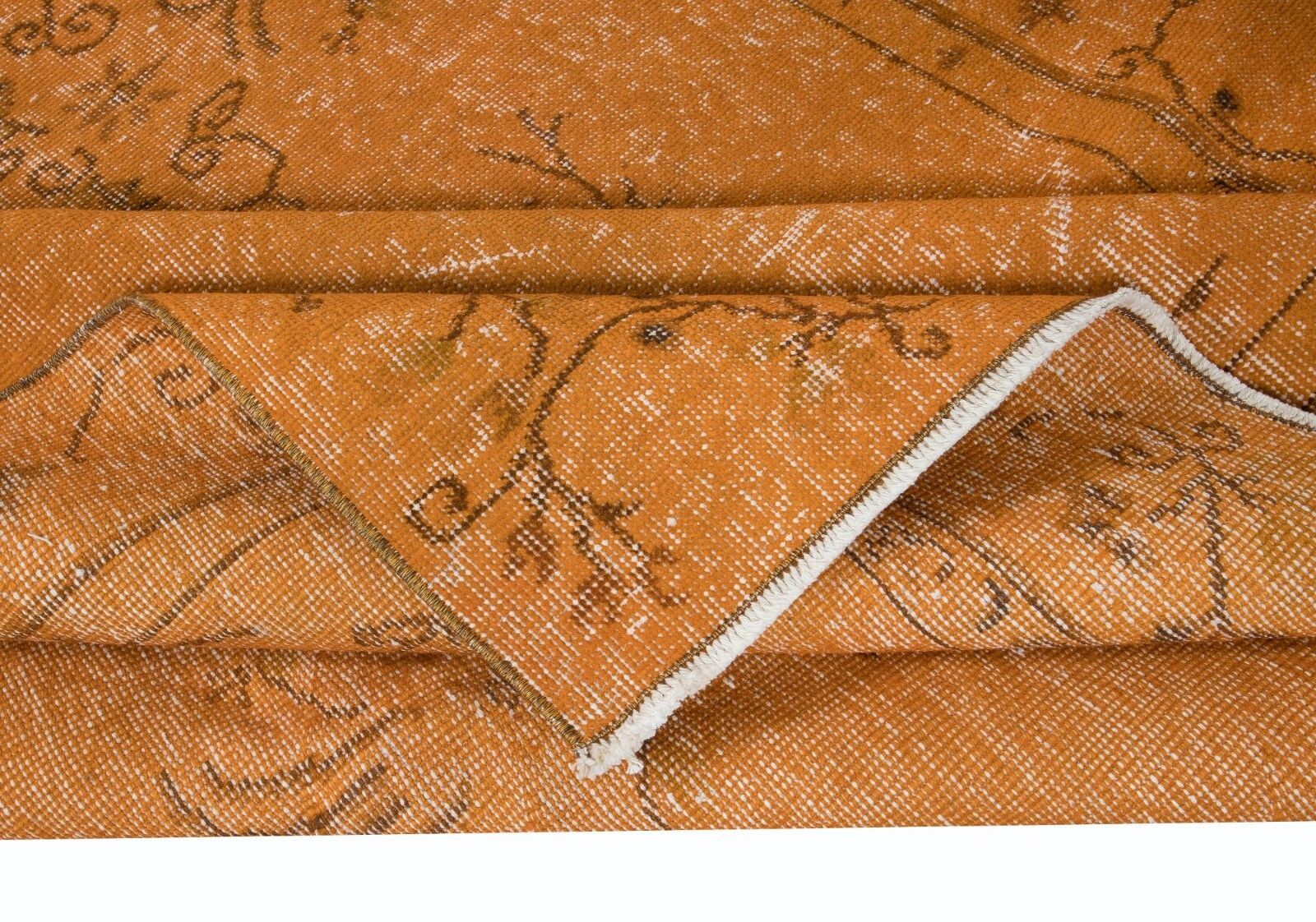 5.5x9.6 Ft Handmade Art Deco Rug, Orange Carpet For Dining Room & Living Room photo for sale
