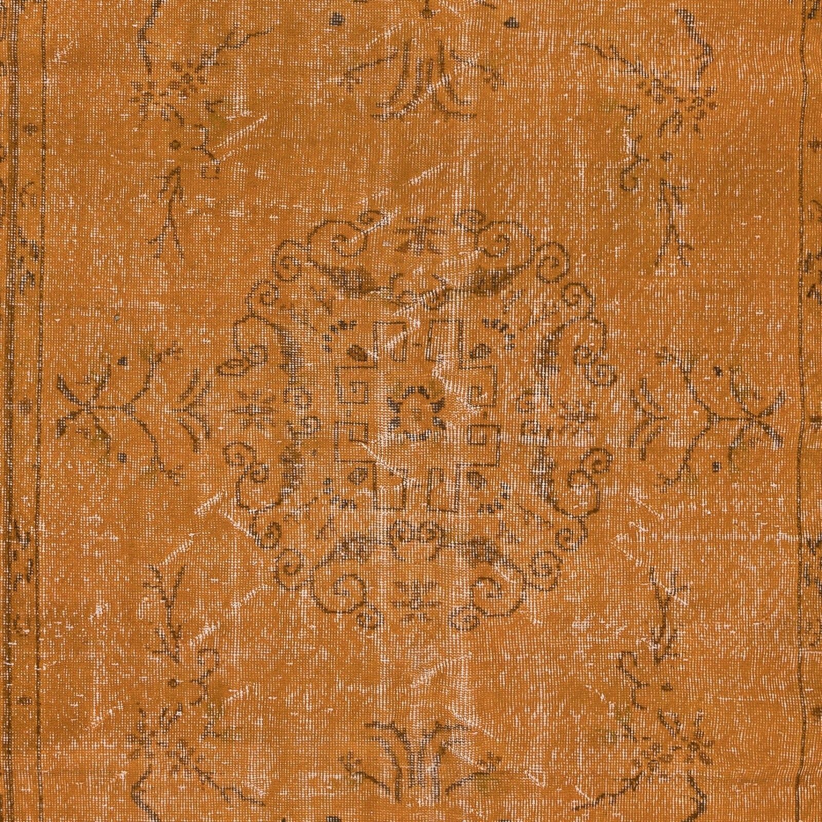 5.5x9.6 Ft Handmade Art Deco Rug, Orange Carpet For Dining Room & Living Room photo 534.0