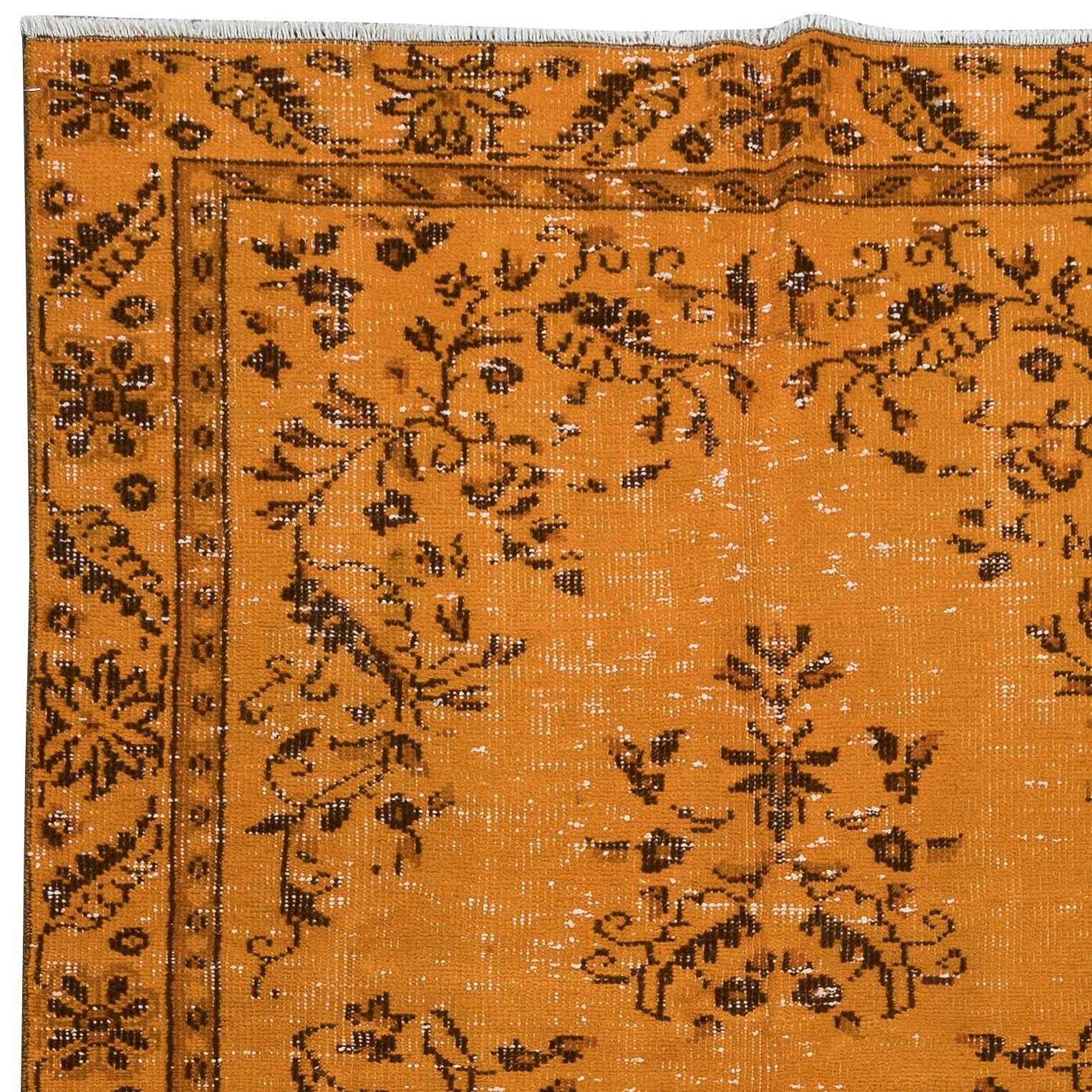4.5x8.7 Ft Orange Area Rug From Turkey, Hand Knotted Contemporary Carpet photo Textiles
