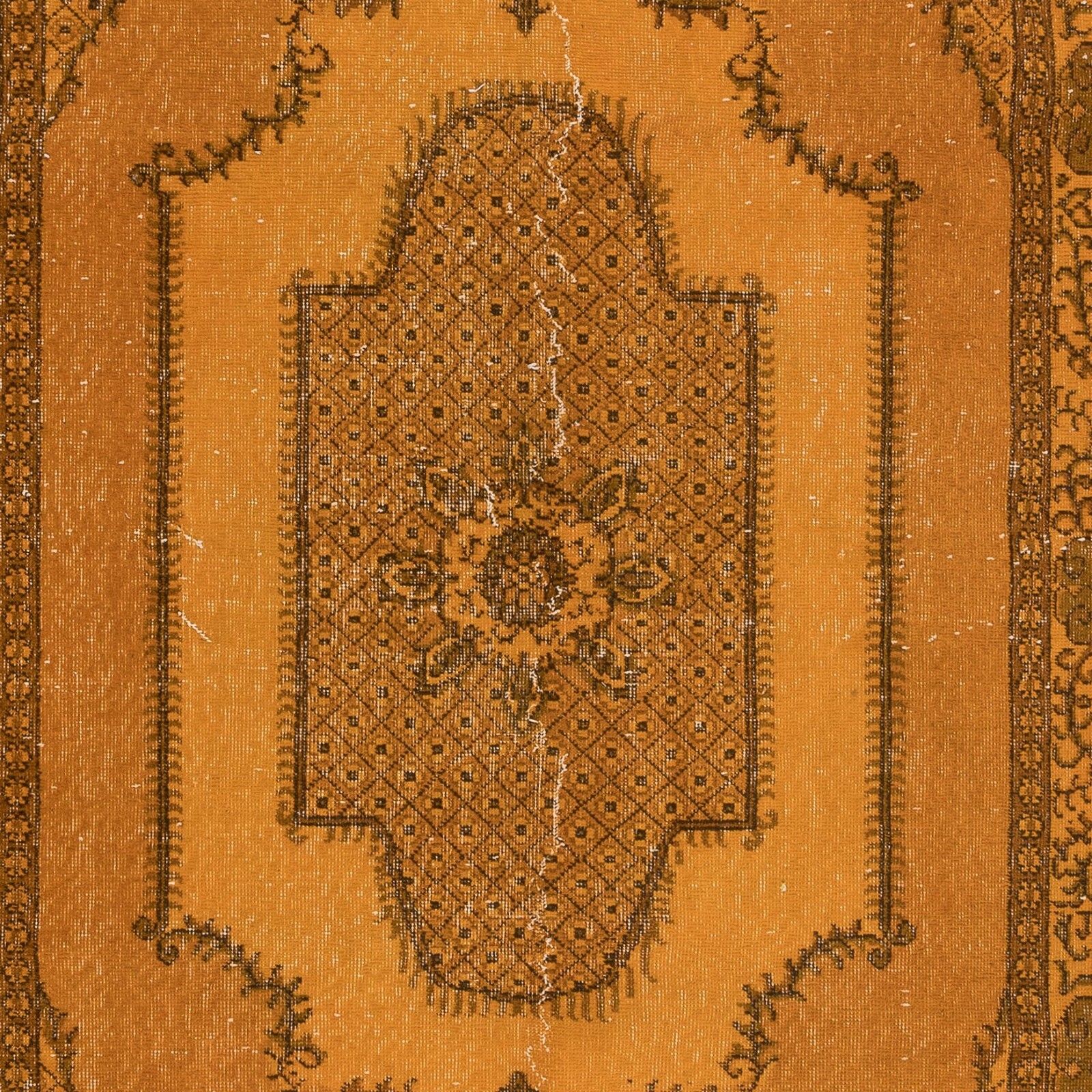 5.5x9 Ft Modern Handmade Turkish Area Rug With Medallion Design In Orange photo 515.0