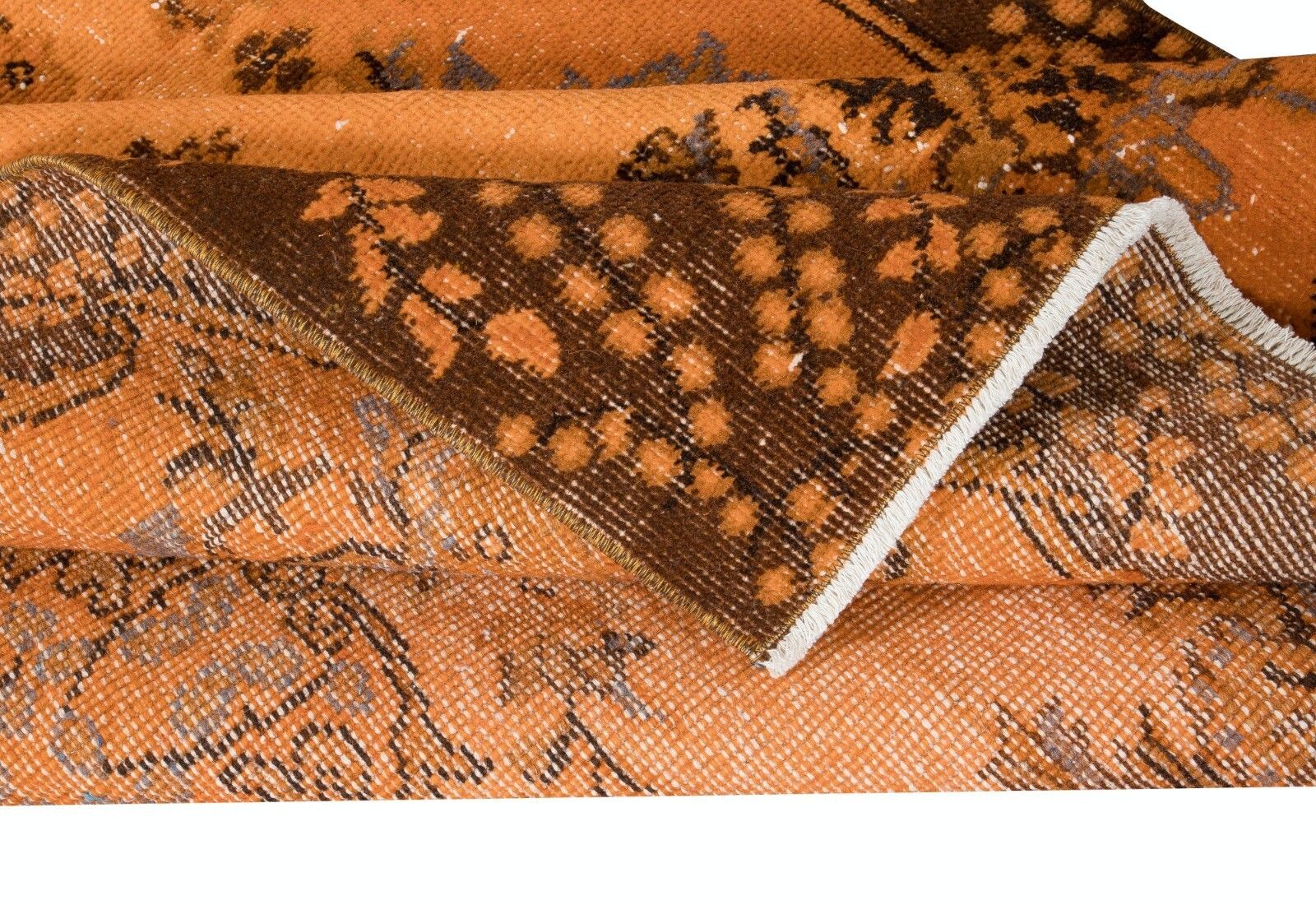 4x6.7 Ft Small Rug With Medallion In Orange, Handmade Turkish Carpet photo for sale