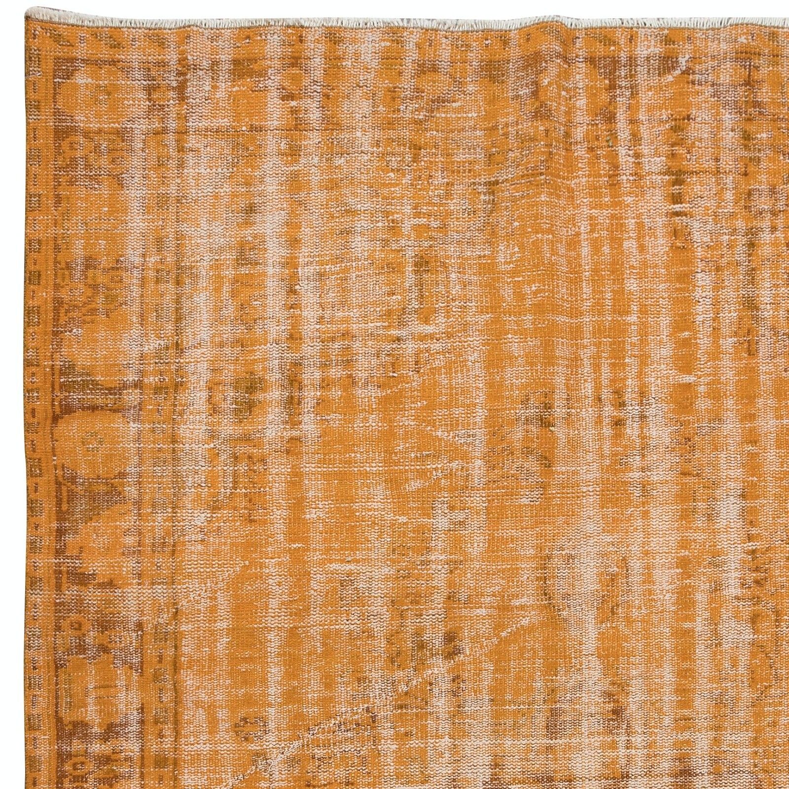 6x9 Ft Orange Area Rug From Turkey, Hand Knotted Contemporary Carpet photo Textiles