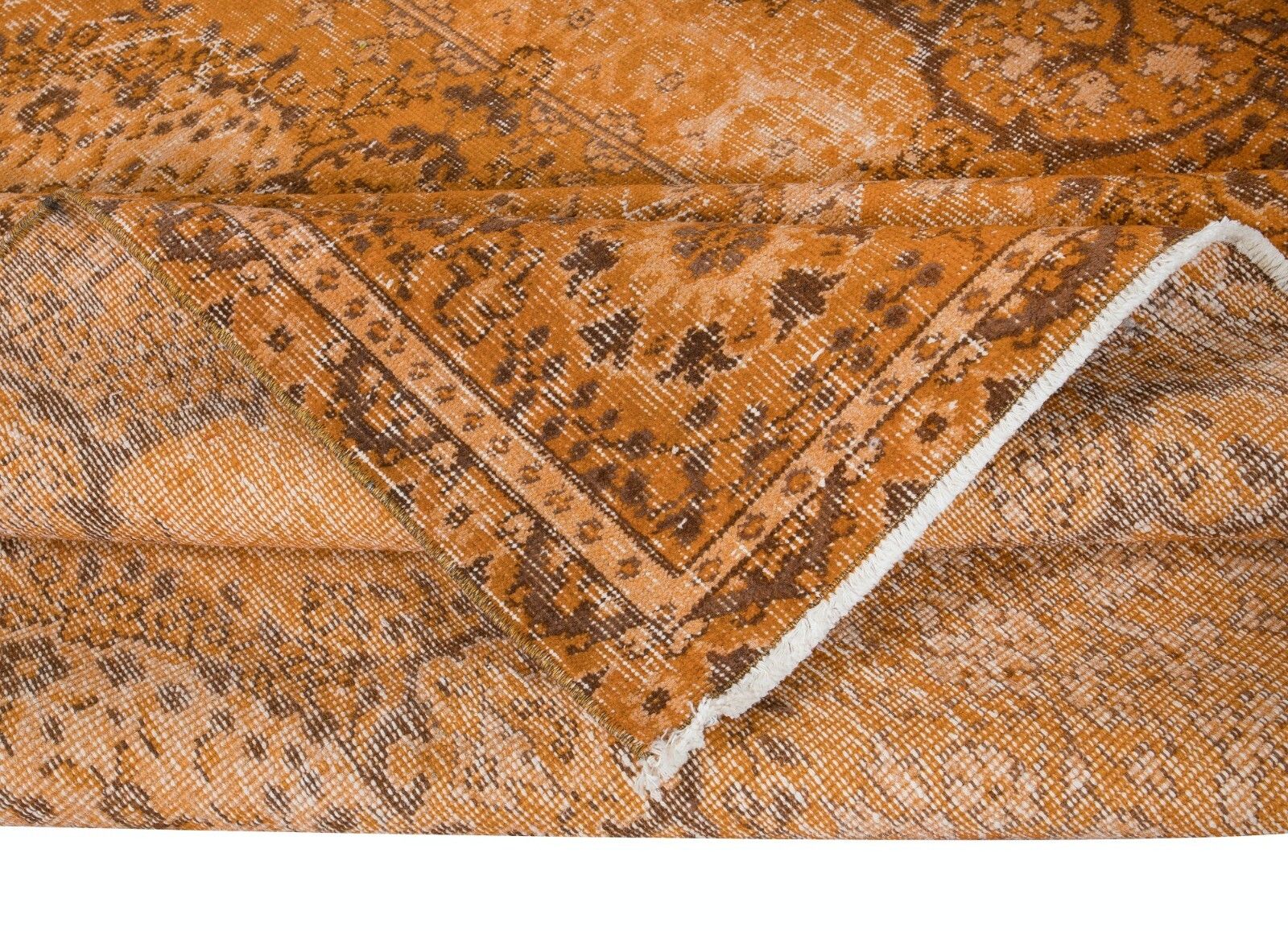 5.6x8.4 Ft Dreamy Orange Rug, Handknotted In Turkey, Modern Living Room Carpet photo for sale