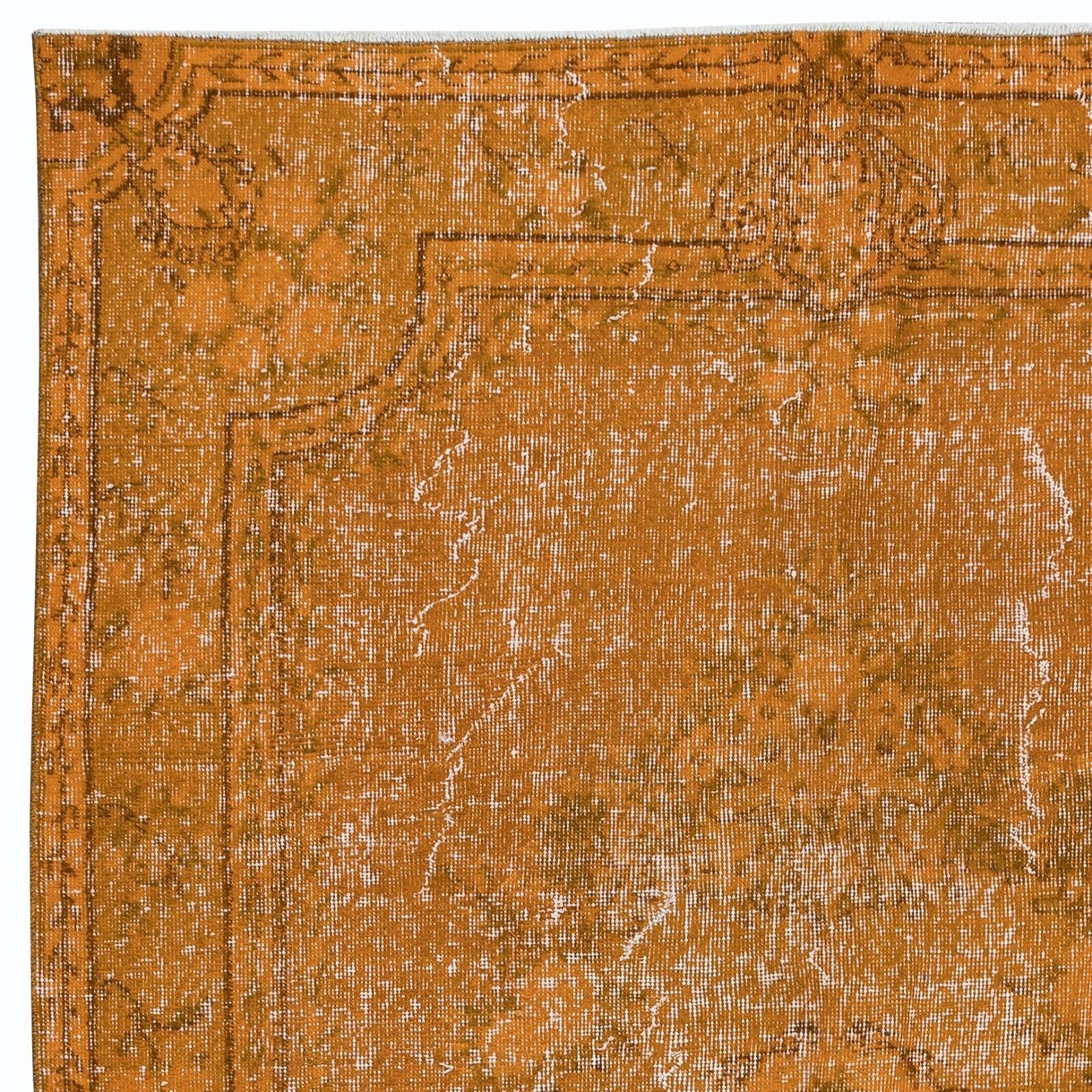 5.3x8 Ft Orange Area Rug, Handmade Floor Covering, Upcycled Turkish Carpet photo Textiles