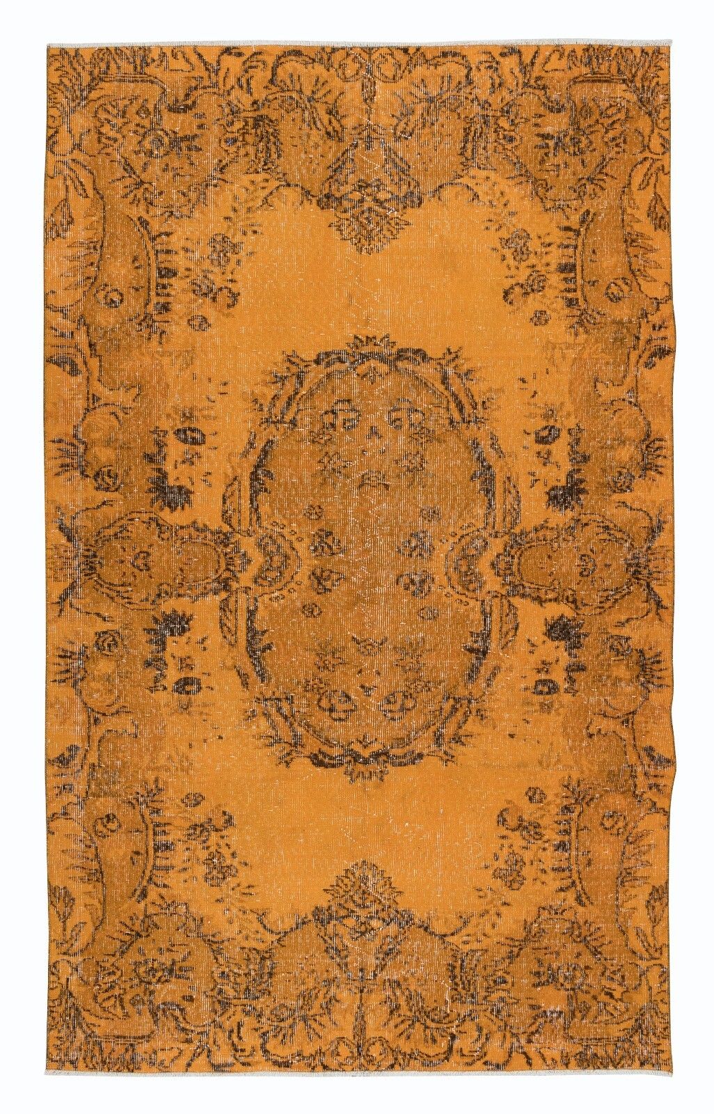 5.2x8.4 Ft French Aubusson Inspired Orange Area Rug, Handknotted In Turkey